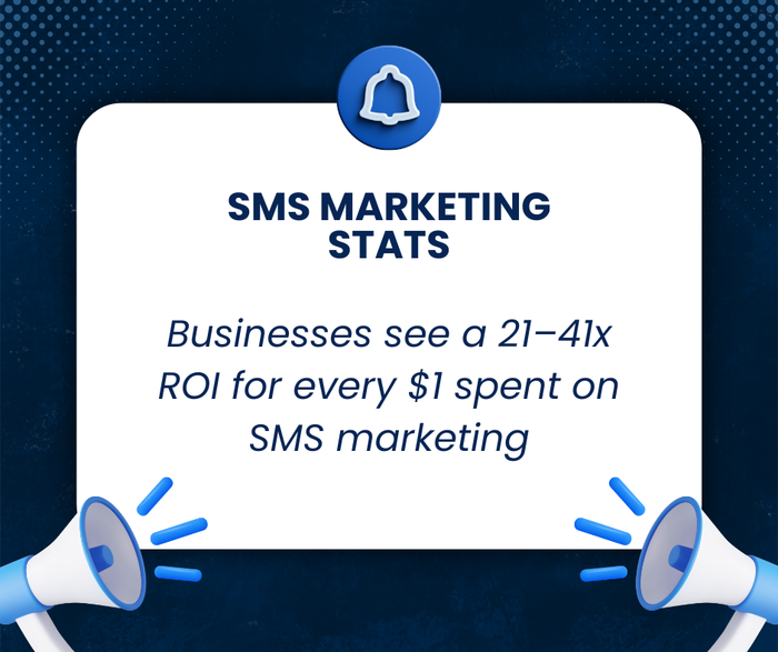 SMS marketing statistic: Businesses see a 21–41x ROI for every $1 spent on SMS marketing.
